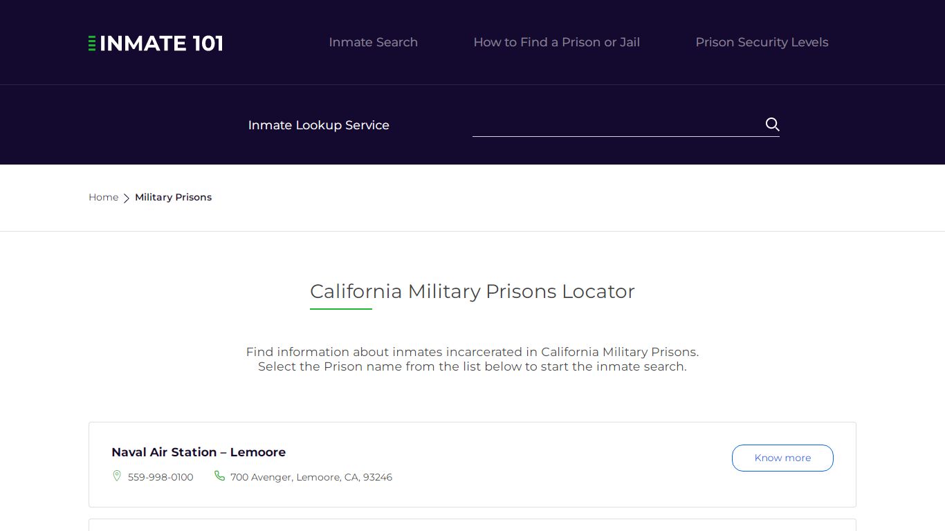 California Military Prisons Inmate Search | Free Inmate Lookup